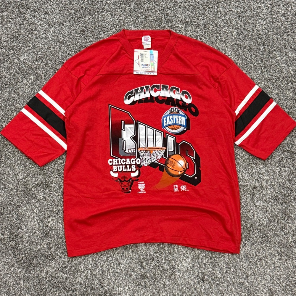 NEW Vintage 90s Chicago Bulls GTS NBA Jersey Shirt Red Mens XL NWT Single Stitch